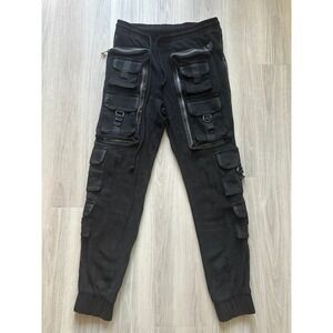 ClubExx Rave COMPLEX NIGHTS FISHNET‎ CARGO PANTS - BLACK size small